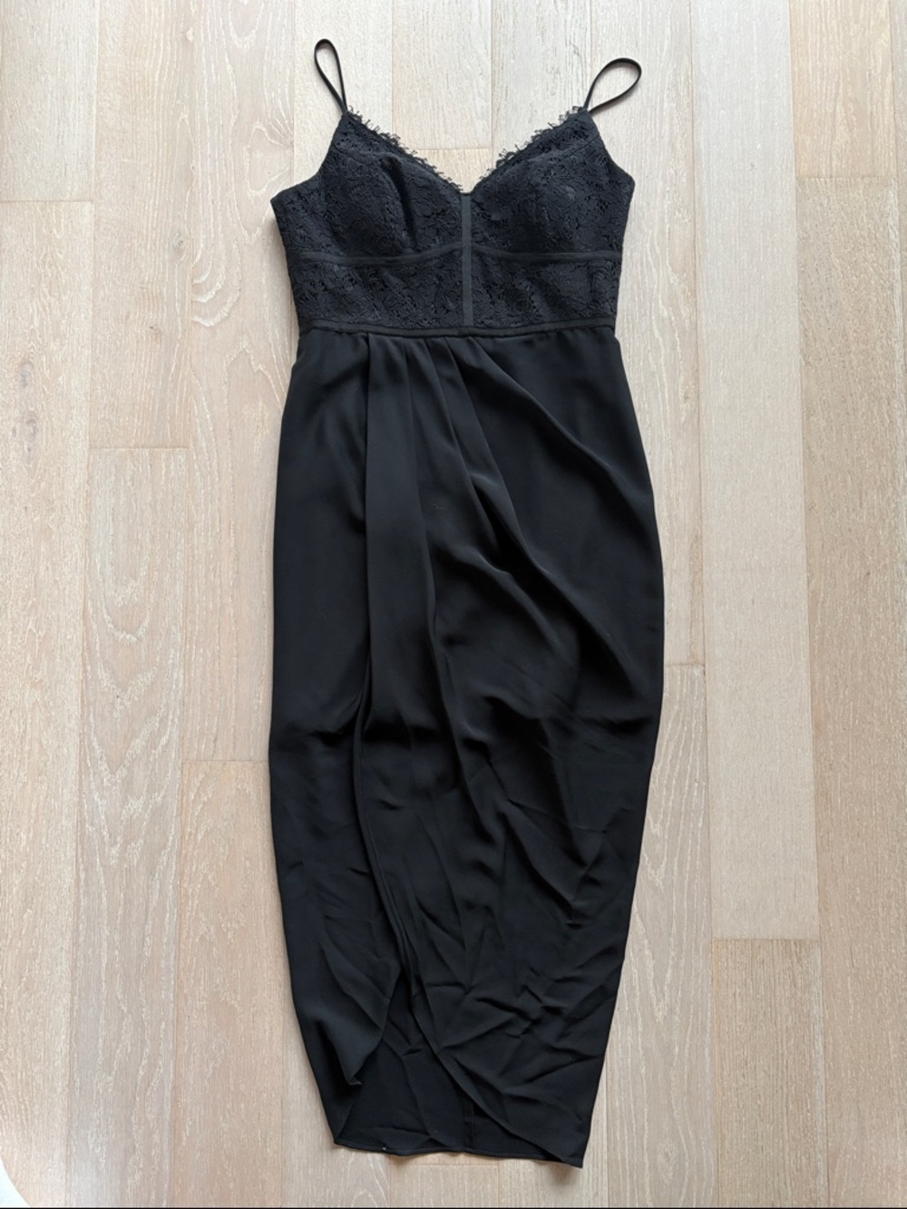 Ever New Black Lace Bodice Midi Slip Dress